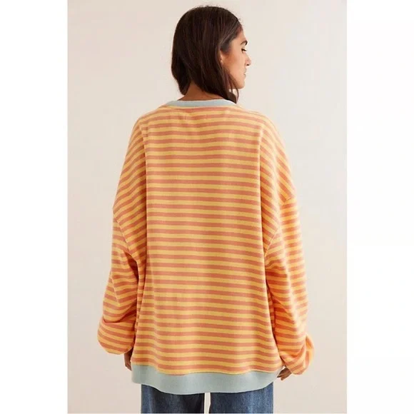 ❌SOLD❌NWT Free People We The Free Yellow and Orange Classic Striped - Picture 2 of 6